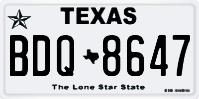 TX license plate BDQ8647