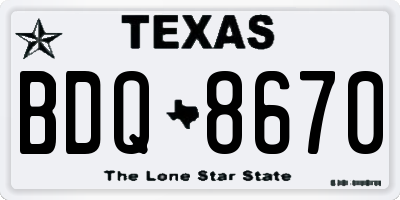 TX license plate BDQ8670