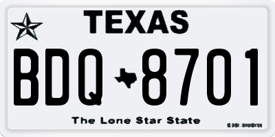 TX license plate BDQ8701