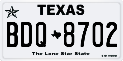 TX license plate BDQ8702