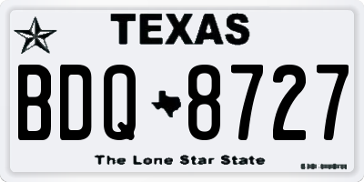 TX license plate BDQ8727