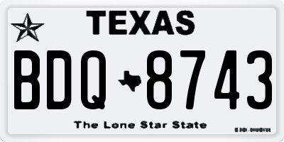 TX license plate BDQ8743