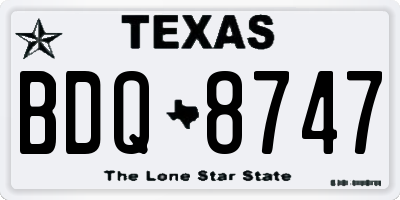 TX license plate BDQ8747
