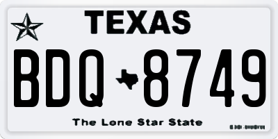 TX license plate BDQ8749