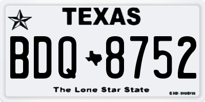 TX license plate BDQ8752