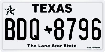TX license plate BDQ8796