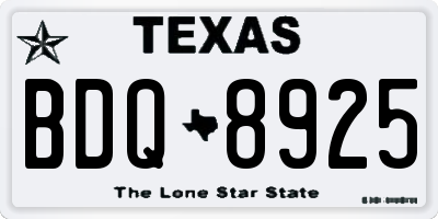 TX license plate BDQ8925