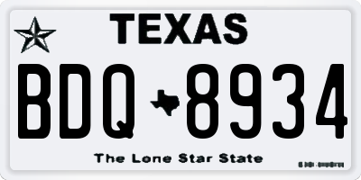 TX license plate BDQ8934