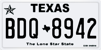 TX license plate BDQ8942