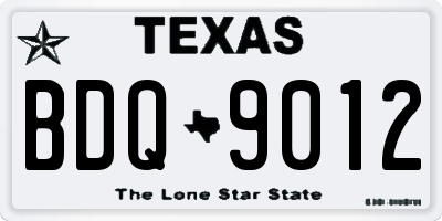 TX license plate BDQ9012