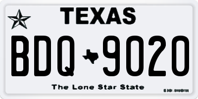 TX license plate BDQ9020