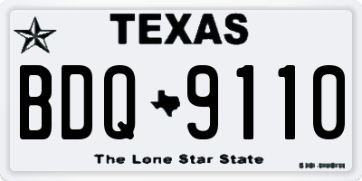 TX license plate BDQ9110