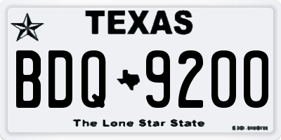 TX license plate BDQ9200