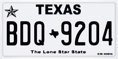 TX license plate BDQ9204