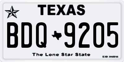 TX license plate BDQ9205