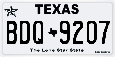 TX license plate BDQ9207