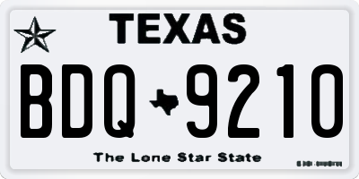 TX license plate BDQ9210