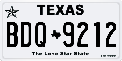 TX license plate BDQ9212