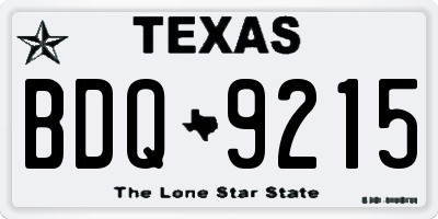 TX license plate BDQ9215
