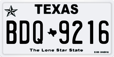 TX license plate BDQ9216