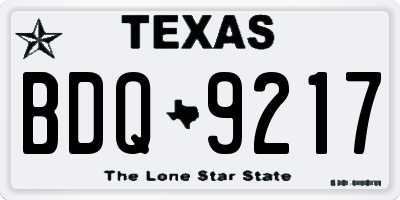 TX license plate BDQ9217