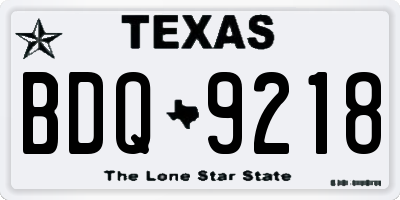 TX license plate BDQ9218