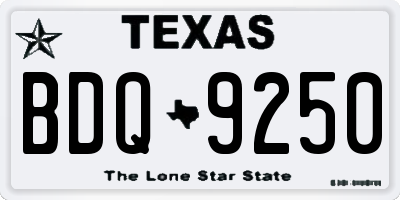 TX license plate BDQ9250