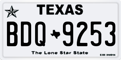 TX license plate BDQ9253