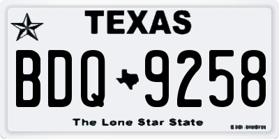 TX license plate BDQ9258
