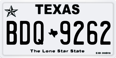 TX license plate BDQ9262
