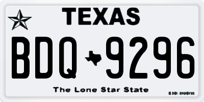 TX license plate BDQ9296