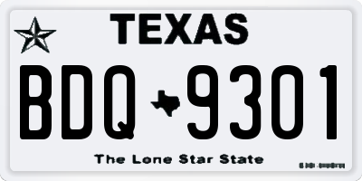 TX license plate BDQ9301
