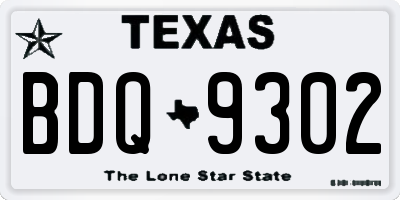 TX license plate BDQ9302