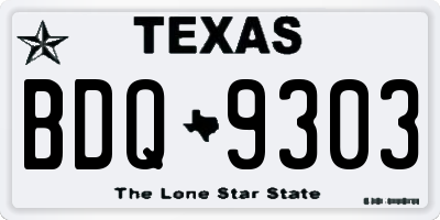 TX license plate BDQ9303