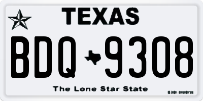 TX license plate BDQ9308