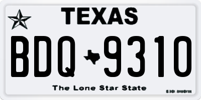 TX license plate BDQ9310