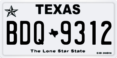 TX license plate BDQ9312