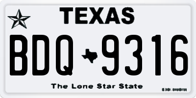 TX license plate BDQ9316