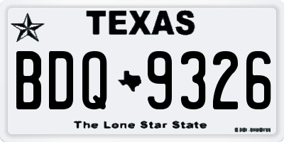TX license plate BDQ9326