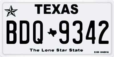 TX license plate BDQ9342
