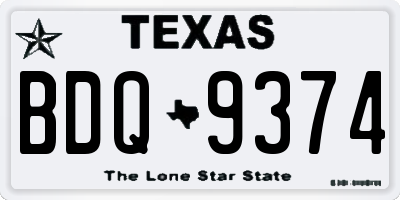 TX license plate BDQ9374