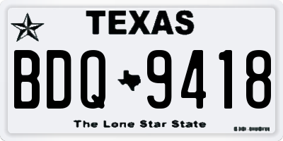 TX license plate BDQ9418