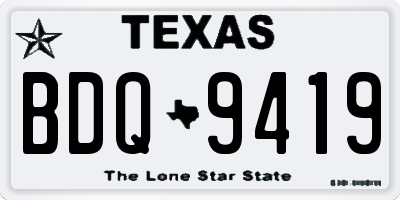 TX license plate BDQ9419