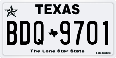 TX license plate BDQ9701