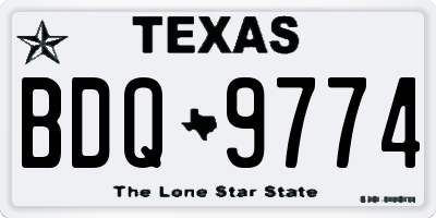 TX license plate BDQ9774
