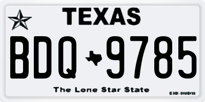 TX license plate BDQ9785