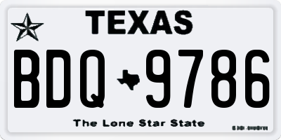 TX license plate BDQ9786