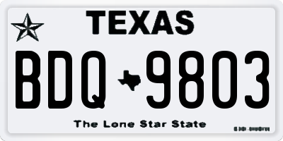 TX license plate BDQ9803