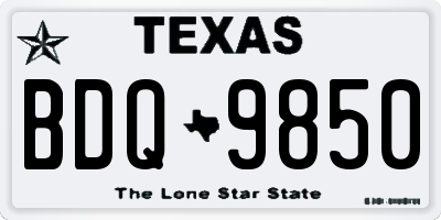 TX license plate BDQ9850