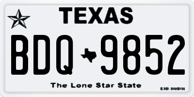 TX license plate BDQ9852